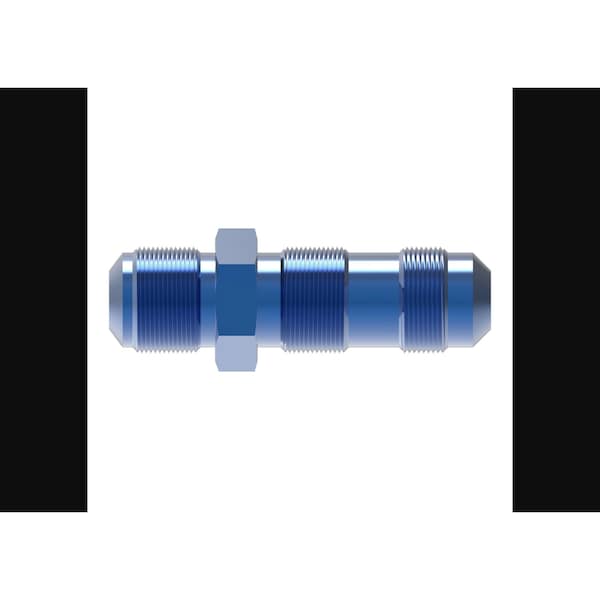 -6 AN Male, Bulkhead Union, Aluminum, Blue, Single